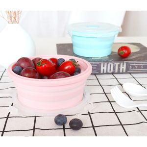 Round 350ml 540ml 800ml 1200ml Silicone Collapsible Lunch Box