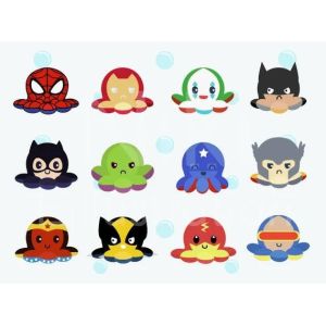 Marvel Spiderman Reversible Octopus Plush Toy Batman Iron Man Double-Sided Flip