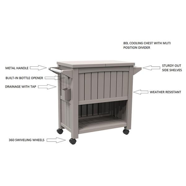 Traditional Design 3-In-1 Portable Outdoor Ice Cooler Trolley Cart with Four Wheels