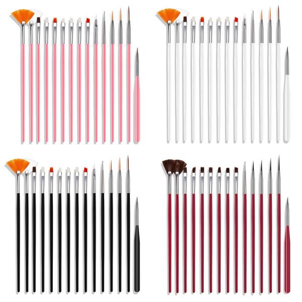 Plastic Handle Pink Nail Beauty Brush 15 pcs Painting Art Brush for Promotion