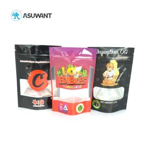 Candy Sugar Mylar Food Bags Stand Up Plastic Zipper With Window