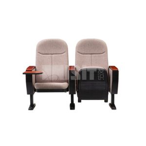 Red Solid Wood Auditorium Seating With Writing Tablet