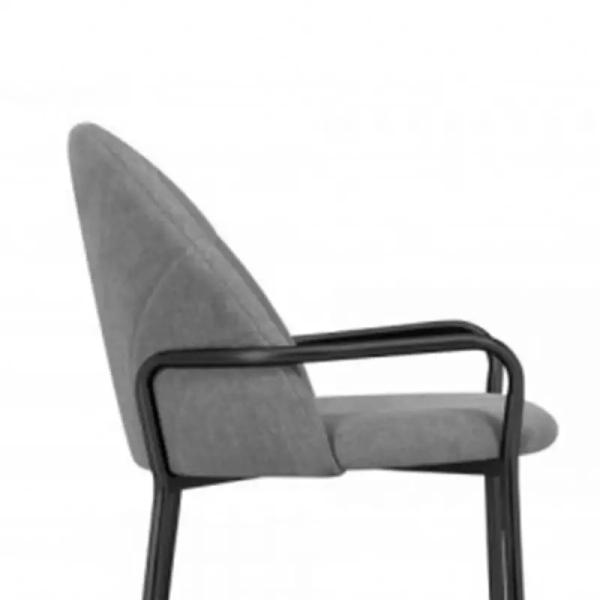 Durable Nordic Metal Frame Grey PU Dining Chair Environmentally Friendly