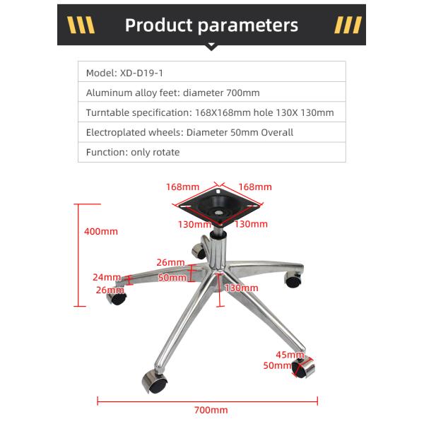 Ergonomic Spider Office Chair Metal Base Adjustable Aluminum Alloy Polished Color