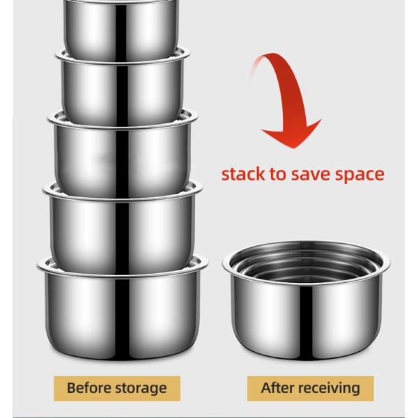 Hot Selling Kitchen 5 Pcs Cooking Pot 410 Stainless Steel Cookware Set Kitchen Soup Stock Pot Set