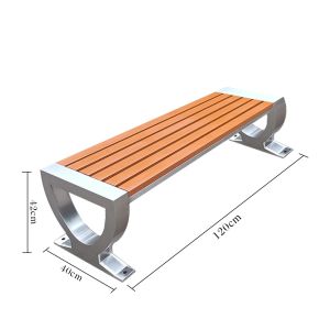 Aluminum Waterproof Backless Bench Teak Slat Modern Design Bench Seat