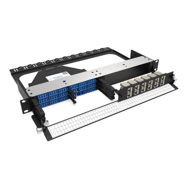 Rongbang RBTX-PP03 1U High Density Hybrid Fiber & Copper Modular Panel 3 MPO/MTP to 72 LC Ports 12 Jack for Data Center