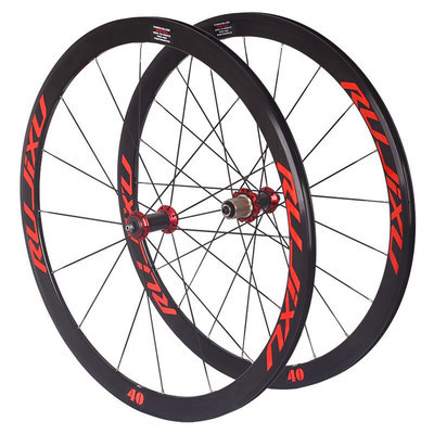 Buy Alloy Bicycle Rim RUJIXU 700C Carbon Fiber Wheel Set V/C40mm Road Bicycle Wheel with Clincher Rim V Brake System at wholesale prices