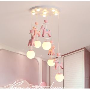 Children bedroom chandeliers modern ins merry-go-round boy girl room chandelier