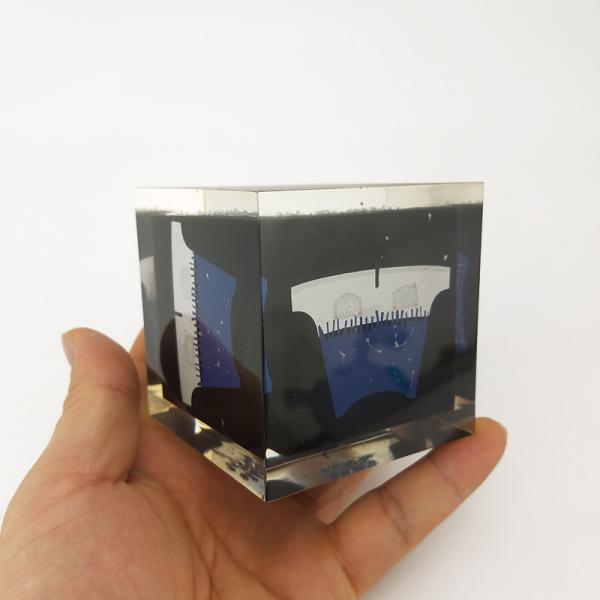 Artificial Transparent Flower Paperweight With Fragments / Chippings