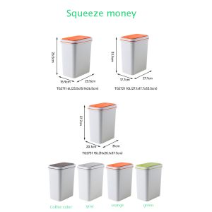 10L Plastic Touch Top Bin for Kitchen Bathroom Bedroom & Living Room Rubbish