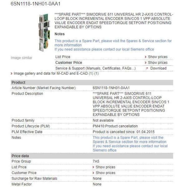 6SN1118-1NH01-0AA1 6SN1 118-1NH01-0AA1 Siemens Control Module