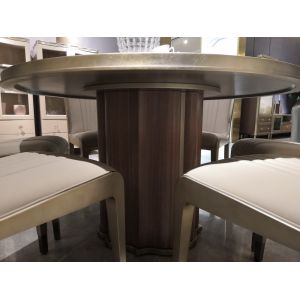 Luxury dining room furniture circle table on golden leaf painting with Stainless