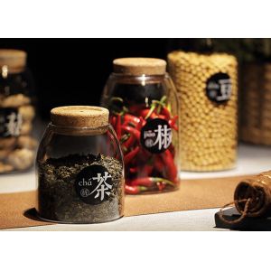 Compact Decorative Glass Bottles Empty Glass Jars Round Shape 500ml / 800ml