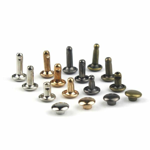 Custom Finish 6mm Double Cap Metal Rivets Studs For Leather and ISO9001 2015 Certified