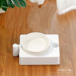 Ceramic Double Pet Feeder Bowls Prevent Knock Protect Cervical Vertebra