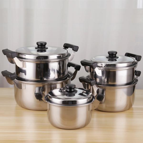 High Quality 5pcs Non Stick Stock Pot Stainless Steel 410 Cookware Cooking Set
