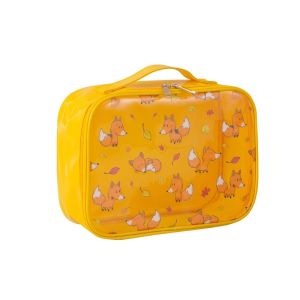 China Fancy OEM Logo Print Yellow Beauty PVC Makeup Pouch on sale