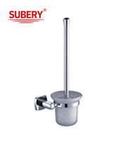 OEM Brass Toilet Brush Holder Glass Bathroom Chrome With Curve Design