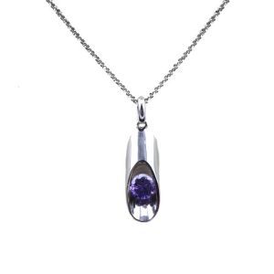 925 Silver 6mm Blue Topaz Cubic Zirconia Drop Pendant (YAQA1003)