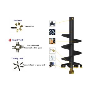 Excavator Attachment Powerful Earth Auger Ground Drill Dirt Rock