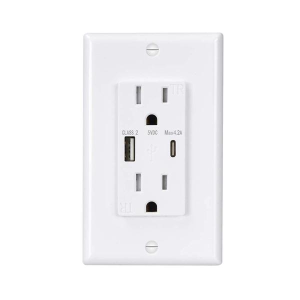 Buy Fast Charging USB Wall Outlet With 15A 125V AC 60Hz Rating at wholesale prices