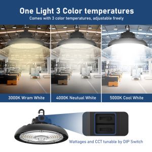 240W Dimmable UFO Highbay Light 36000LM IP65 Selectable CCT