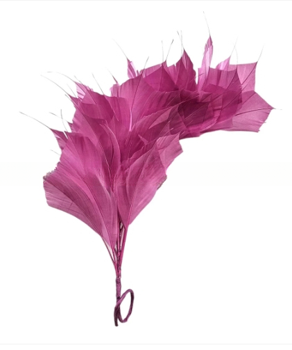Dyed Millinery Supplies Stripped Goose Feather Flower Mount with Wire Accessory