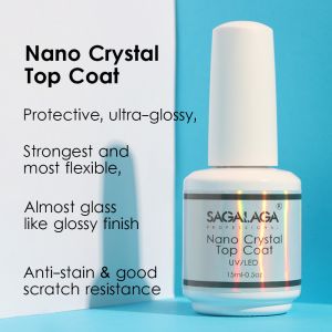 High Gloss Shine Long Lasting Base and Top Coat Gel Polish 15ml No Wipe Nano