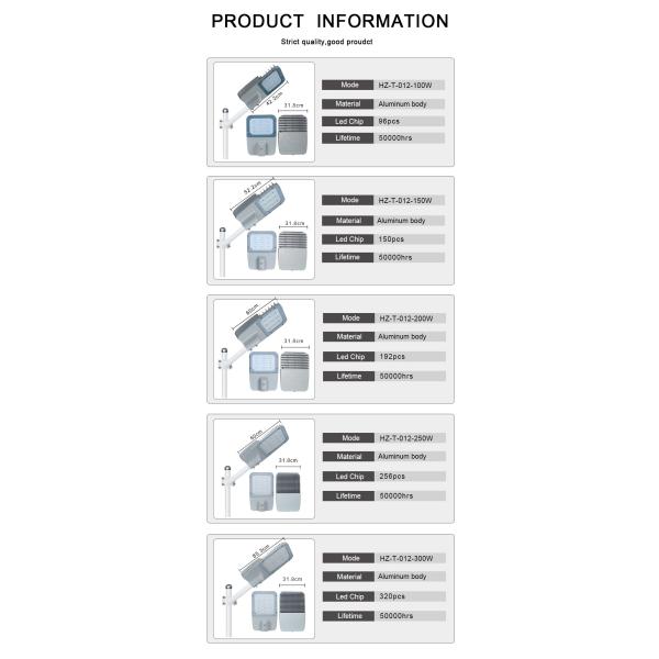 6000K 100 Watt Outdoor LED Street Lights Water Resistant Durable