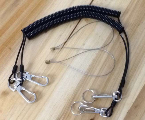 Buy Spring Black Coile Cable with Heavy Duty Delux Swivel Hook&Bolt Snap&Split Ring&Wire Loop at wholesale prices