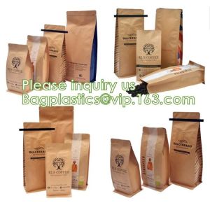 Tin tie tea pouch bag, coffee bean packaging stand up k kraft paper tea paper