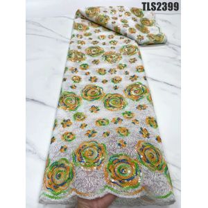 Ceremony Sequin Embroidery Mesh French African Lace Fabric For Formal Dress