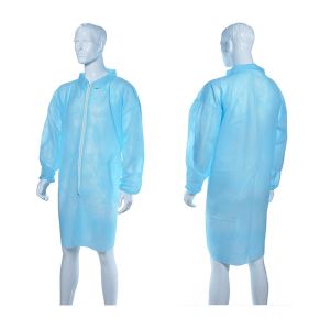 Quality Single Use Long Sleeve Static Free Lab Coats With Zipper PP+PE Coating Chemical Resistant for sale