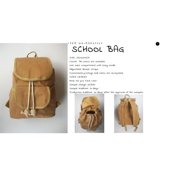 Buy ECO-Friendly washable kraft paper school bag at wholesale prices