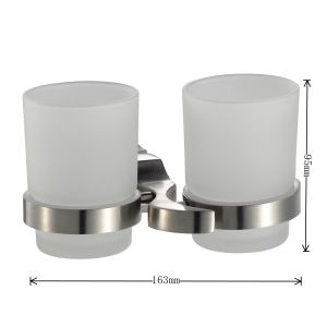 Double Toothbrush Bathroom Tumbler Holders Glass Polished Satin
