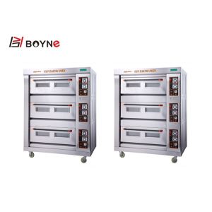 Gas Industrial Baking Oven Three Deck Six Tray Layer Controlled Separately 20°C