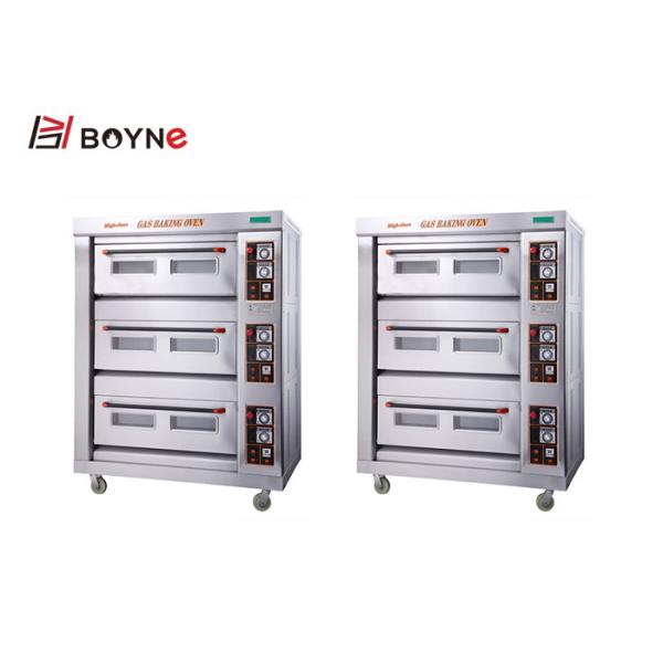 Gas Industrial Baking Oven Three Deck Six Tray Layer Controlled Separately 20°C