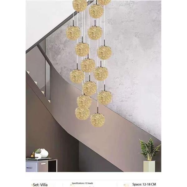Modern Crystal Lychee Lamp Luxury Villa Duplex Staircase Lighting For Raised Living Room And Bedroom