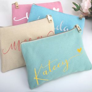 Bpa Free Drawstring 10x15cm Canvas Pouch Bag Zipper Closure