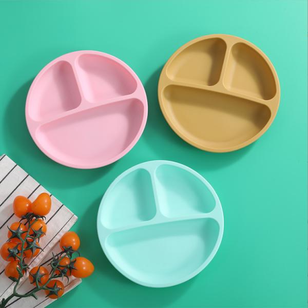 BPA Free Silicone Non-Slip Baby Dinner Plate with Suction Cup and Food Grade Material