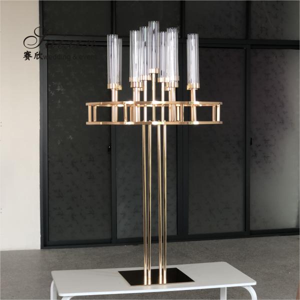 5 Arms Piece Crystal Glass Candelabra Tube Centerpieces Event Decoration 110CM
