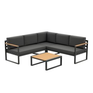 Outdoor Metal Furniture Set for Garden Corner Sofa Lounge Modern Design Wood