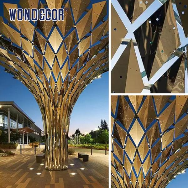 Large 3D Outdoor Stainless Steel Sculpture Garden Decoration Abstract Geometric Tree