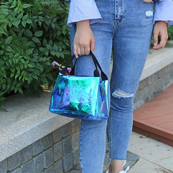 Amazon Hot Sale shiny holographic laser plastic pvc handbags