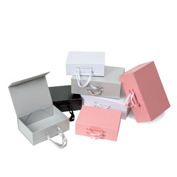 Buy CMYK Printing Collapsible Paperboard Magnetic Gift Box With Silk Ribbon at wholesale prices