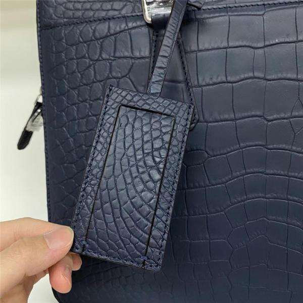 Authentic Crocodile Belly Skin Matt Finish Navy Blue Businessmen Briefcase Purse Genuine Alligator Leather Male Handbag