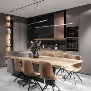 Custom Made Modular Kitchen Pantry Unit Industry Wind Stone Countertop