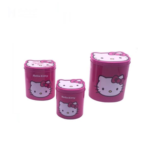Hello Kitty Shaped Metal Tin Jar With Lid For Gift And Food Packaging