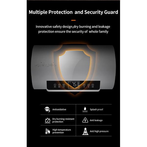 40L/50L/60L/80L 2000W Electric Bathroom Hot Storage Water Heater Plastic for Shower 1 Piece Touch Button Wall Mounted IPX4 220